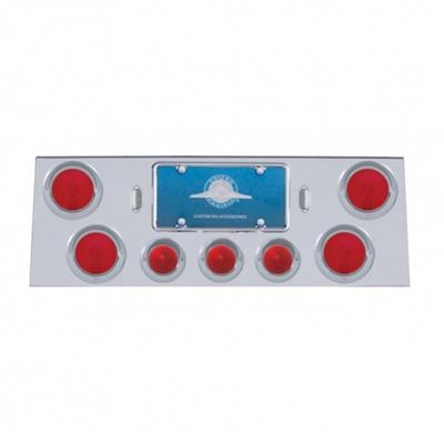 Stainless Rear Center Panel With Four 4" Lights & Three 2-1/2" Beehive Lights & Visors
