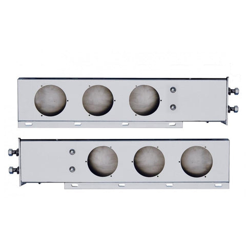 Stainless Spring Loaded 2 1/2 Inch Rear Light Bar With 4 Inch Round Light Cutouts