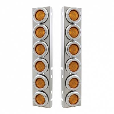 Peterbilt Stainless Front Air Cleaner Bracket w/ Twelve 2" Flat Lights & Bezels