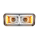 Universal LED Chrome Projection Headlight with LED Turn Signal &  Position Light Bar