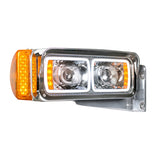 Universal LED Chrome Projection Headlight with LED Turn Signal &  Position Light Bar