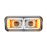 Universal LED Chrome Projection Headlight with LED Turn Signal &  Position Light Bar