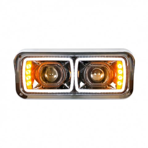 Universal LED Black Projection Headlight with LED Turn Signal &  Position Light Bar