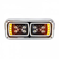 10 High Power LED "Blackout" Projection Headlight with LED Turn Signal & LED Position Light Bar - Driver