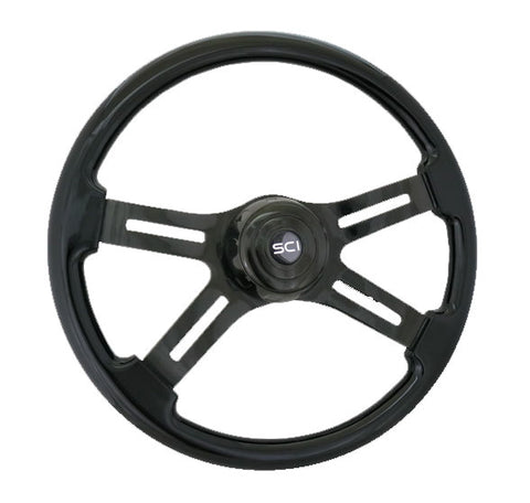 18" Painted Wood Rim, Black Chrome 4-Spoke