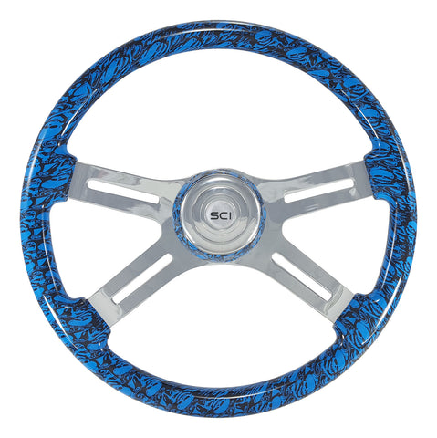 Skulls Blue 18 Inch Printed Wood Rim