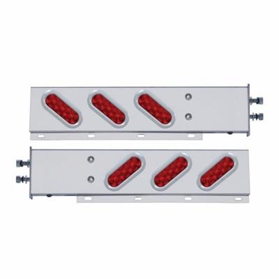 Stainless Spring Loaded 2-1/2" Bolt Pattern SS Spring Loaded Bar With 6 Oval 10 LED Lights & Bezel -Red LED & Lens