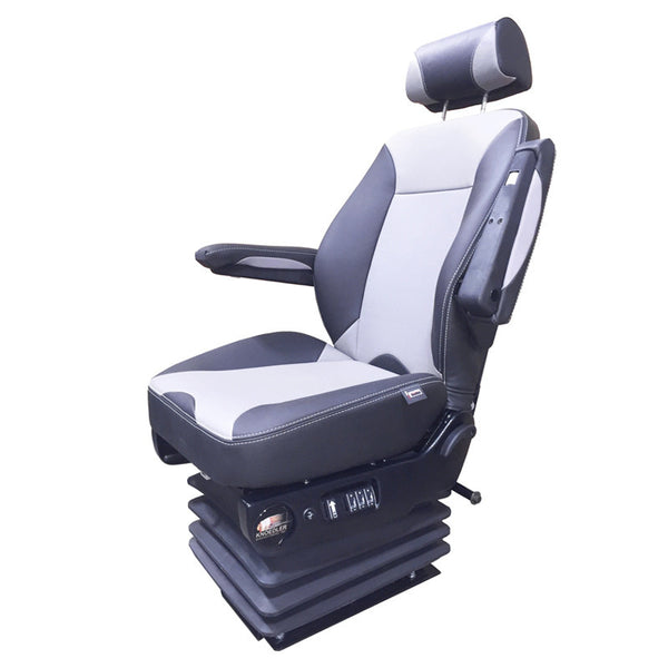 Knoedler Air Chief Wide Genuine Leader Seat - High Back Adjustable Arms - Black/Gray two tone