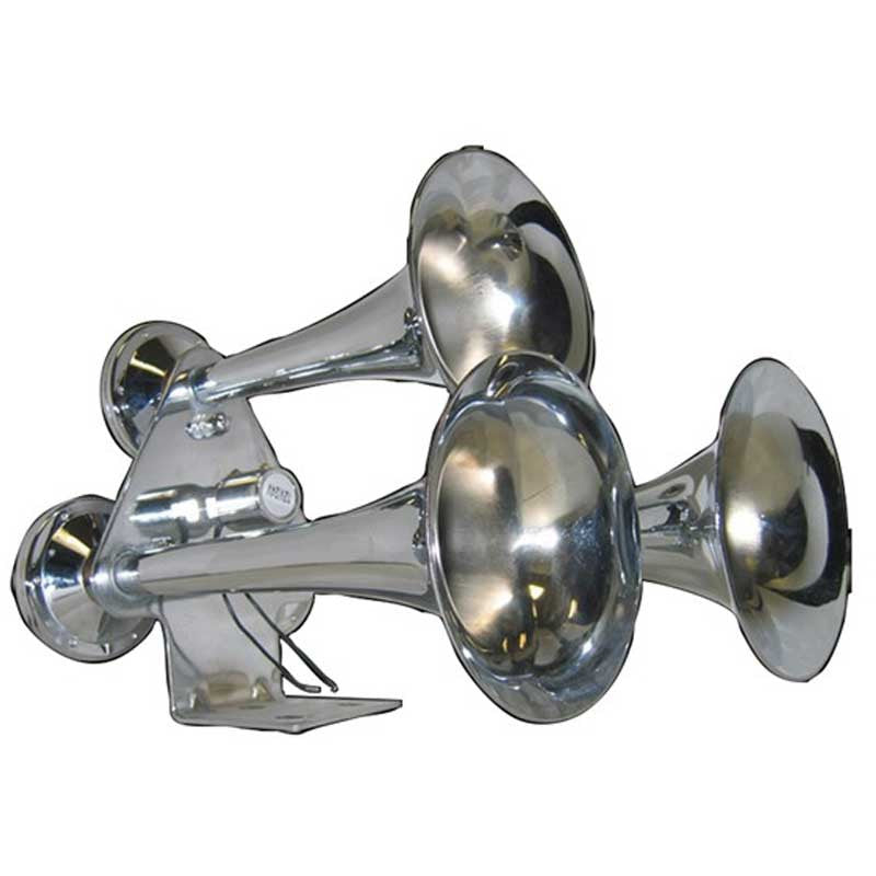 Compact Extra Loud 3 Bell Chrome Train Horn (130135 Decibels) Green Truck & Trailer Parts and