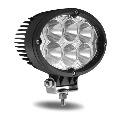 Universal White Cree Oval Work Light - Clear Lens - Black Housing (6 Diodes) - 5400 Lumens