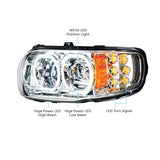 HIGH POWER 10 LED CHROME HEADLIGHT WITH 6 LED TURN & 100 LED HALO FOR 2008-2023 PETERBILT 389