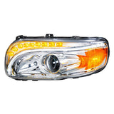 CHROME PROJECTION HEADLIGHT WITH LED TURN & DRL FOR PETERBILT 389 (2008-2023) & 388 (2008-2015)