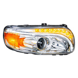 CHROME PROJECTION HEADLIGHT WITH LED TURN & DRL FOR PETERBILT 389 (2008-2023) & 388 (2008-2015)