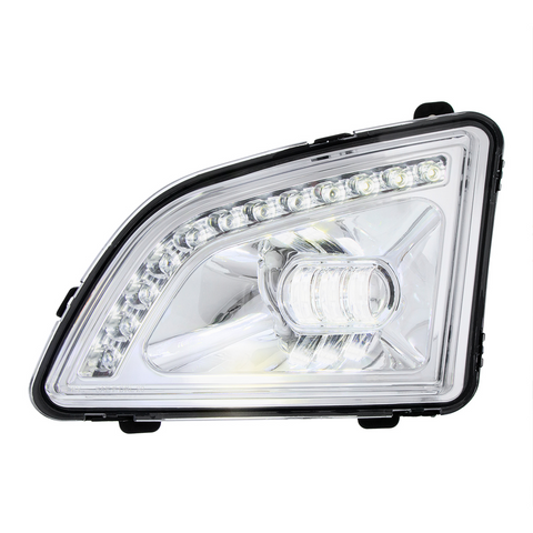 Volvo 2017-2024 VNL 18 LED Chrome Projector Fog Light With Position Light Driver/Left