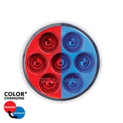 7 LED 2" Round Double Fury Light With Clear Lens (Clearance/Marker) - Red to Blue LED