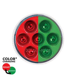 7 LED 2" Round Double Fury Light With Clear Lens (Clearance/Marker) - Red to Green LED