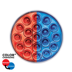 19 LED 4" Round Double Fury Light (Stop & Turn) - Red & Blue LED/Clear