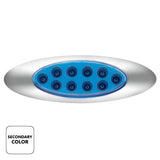 10 LED Oval Double Fury Light With Clear Lens & Chrome Bezel (Clearance/Marker) - Amber & Blue LED/Clear Lens