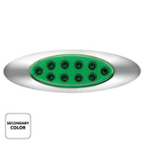 10 LED Oval Double Fury Light With Clear Lens & Chrome Bezel (Clearance/Marker) - Amber & Green LED/Clear Lens
