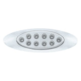 10 LED Oval Double Fury Light With Clear Lens & Chrome Bezel (Clearance/Marker) - Amber & Green LED/Clear Lens