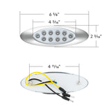 10 LED Oval Double Fury Light With Clear Lens & Chrome Bezel (Clearance/Marker) - Amber & Green LED/Clear Lens