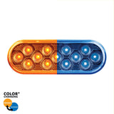 13 LED 6" Oval Double Fury Light (Turn Signal)-Amber & Blue LED/Clear Lens