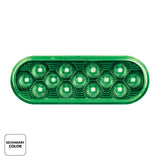 13 LED 6" Oval Double Fury Light (Turn Signal)-Amber & Green LED/Clear Lens