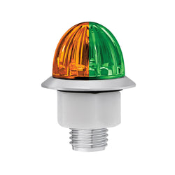4 LED 3/4" Mini Watermelon Double Fury Light With Clear Lens (Clearance/Marker) - Amber & Green LED