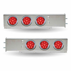 30″ LED Mud Flap Hangers – 2 1/2″ Bolt Spacing | 4″ LEDs (Red Lens) | Stainless Steel