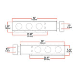 30″ LED Mud Flap Hangers – 2 1/2″ Bolt Spacing | 4″ LEDs (Clear Lens) | Stainless Steel