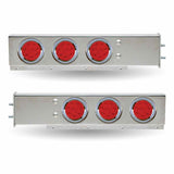 30″ LED Mud Flap Hangers – 2 1/2″ Bolt Spacing | 4″ LEDs (Red Lens) | Stainless Steel