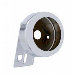 CHROME UNIVERSAL MUD FLAP HANGER END LIGHT BRACKET W/ ROUND 2" LIGHT CUTOUT