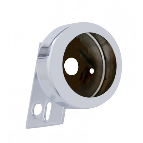 CHROME UNIVERSAL MUD FLAP HANGER END LIGHT BRACKET W/ ROUND 2" LIGHT CUTOUT