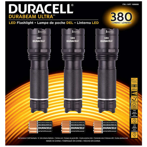 Duracell 380 Lumen LED Flashlight, 3-pack