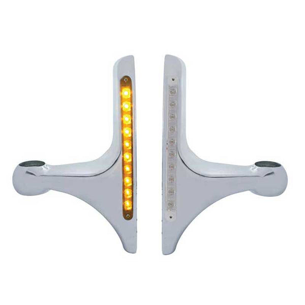 10 Amber LED Light Bar Peterbilt Aluminum Headlight Bracket