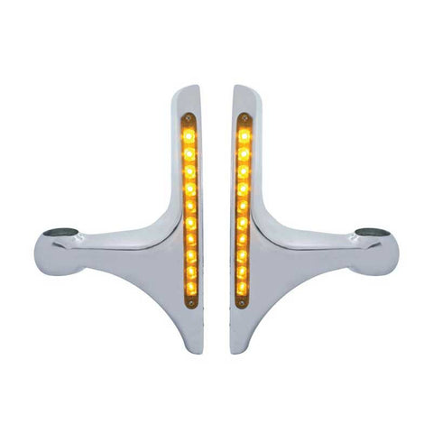 10 Amber LED Light Bar Peterbilt Aluminum Headlight Bracket