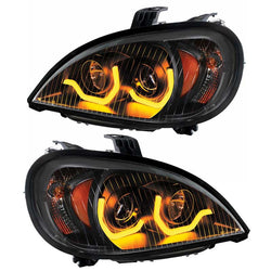 Freightliner Columbia Projection Headlight With Dual Function Amber LED Light Bar