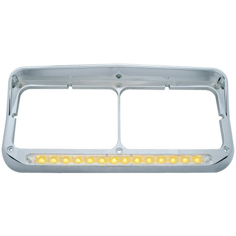 14 LED Dual Headlight Bezel w/ Visor - Amber LED/Clear Lens