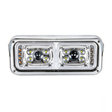 10 High Power LED "Chrome" Projection Headlight with LED Turn Signal & LED Position Light Bar - Driver