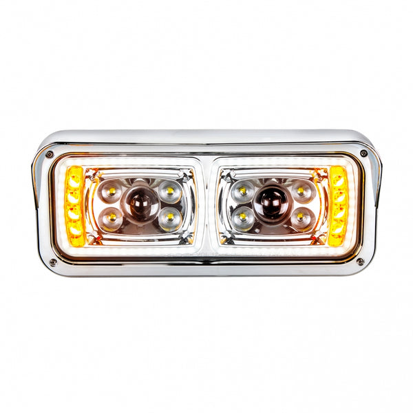 10 High Power LED "Chrome" Projection Headlight with LED Turn Signal & LED Position Light Bar - Driver
