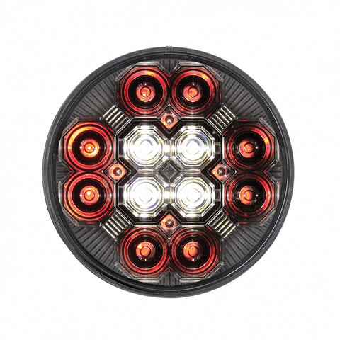 Round Combo Light with 12 LED 4 Inch Stop, Turn & Tail Light & 16 LED Back-Up Light