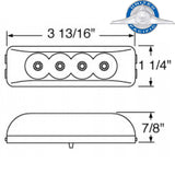 4 LED Reflector Rectangular Clearance/Marker Light - Red LED/Clear Lens