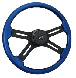 18 Inch Blue "Onyx" Slotted Four-Spoke Steering Wheel