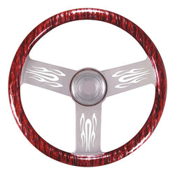Steering Wheel Flame 3 Spokes Black and Silver