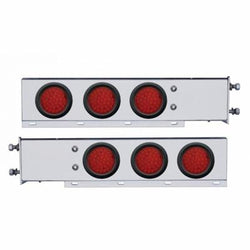 2-1/2" Bolt Pattern SS Spring Loaded Bar With 6X 36 LED 4" Lights -Red LED & Lens