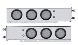 2-1/2" Bolt Pattern SS Spring Loaded Bar With 6X 36 LED 4" Lights -Red LED/Clear Lens