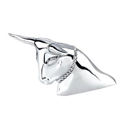 Chrome Long Horn Bull Hood Ornament