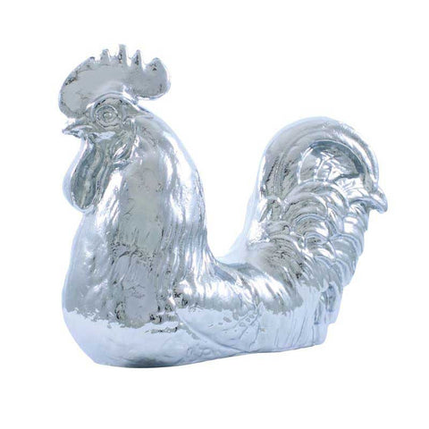 Chrome Plated Sitting Rooster Hood Ornament