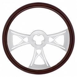 18 Inch Wood Steering Wheel - Hourglass