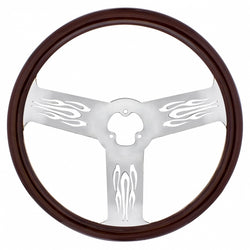18 Inch Wood Steering Wheel - Firestorm